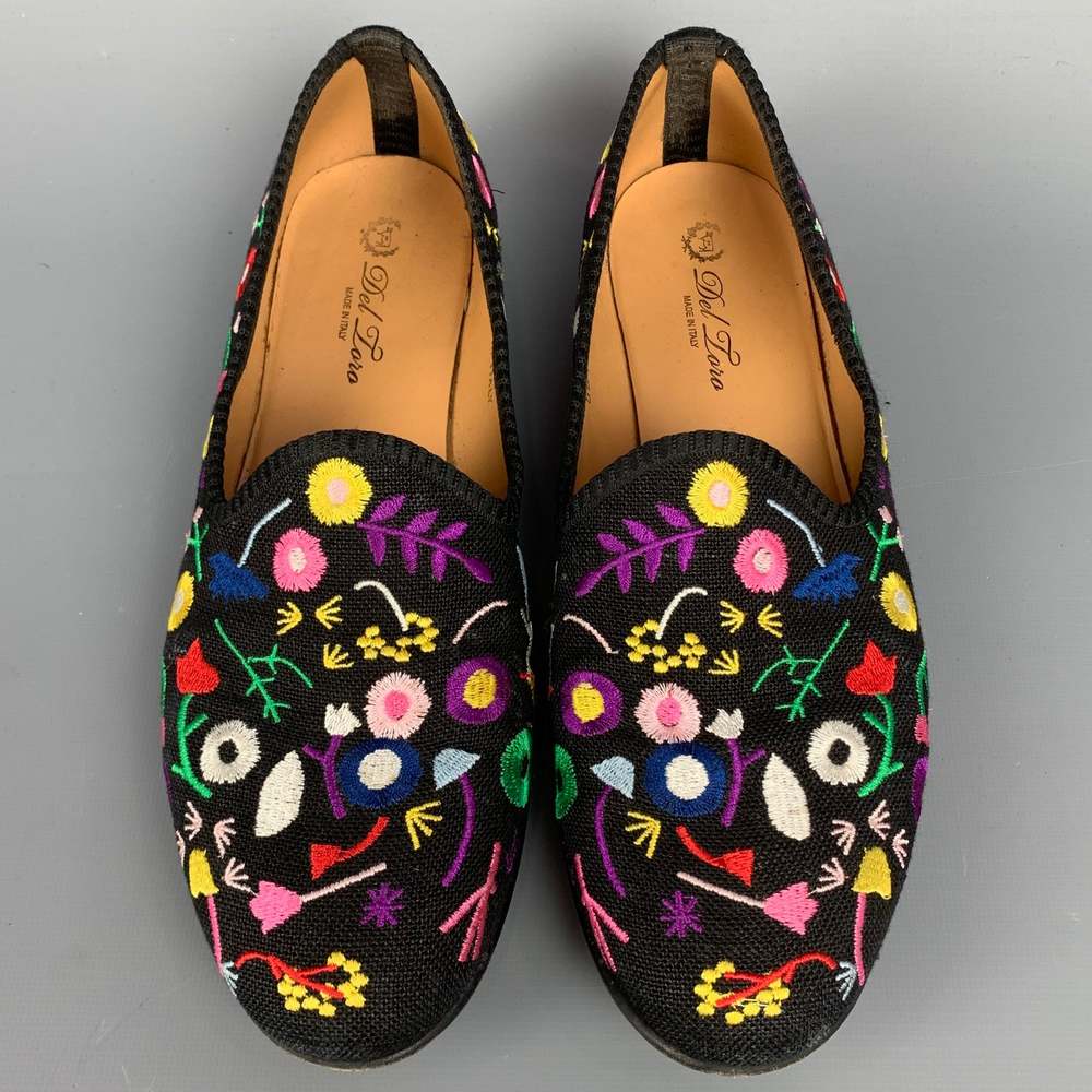 DEL TORO Multi-Color Canvas Embroidered Flats - Picture 4 of 8
